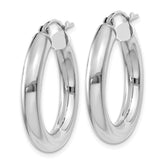 14K White Gold 4x25mm Polished Lightweight Tube Hoop Earrings